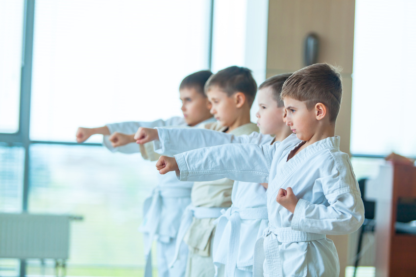 Niños practicando Karate en clase de Kiryoku Karate en Bogotá